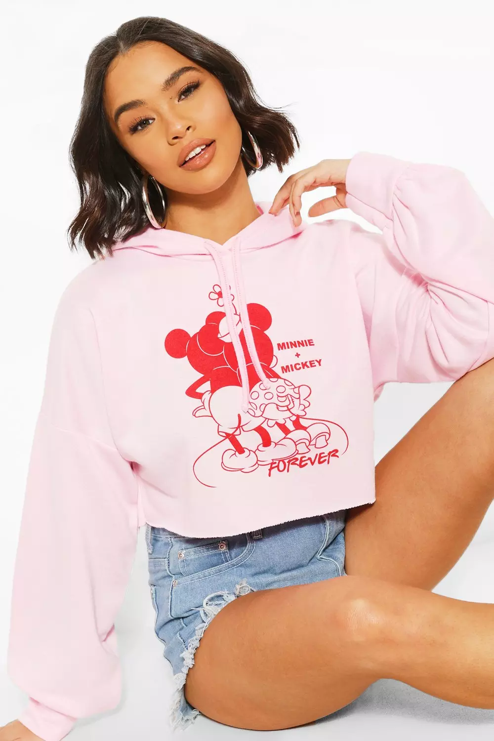 Graphic top cropped hoodie